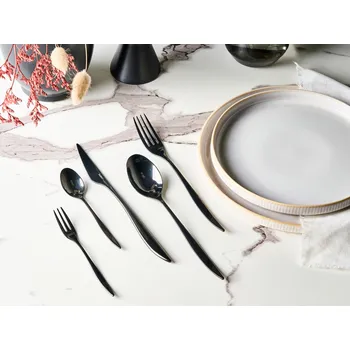 Příborová sada pro každou příležitost černá nerezová ocel 30 kusů nůž lžíce vidlička čajová lžička dezertní vidlička moderní Beliani