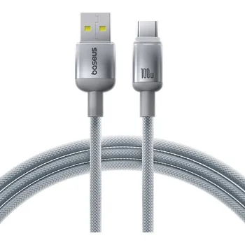 Baseus - datový kabel Discolor (E0420802) - USB-A na USB-C, 100W, 480Mbps, 1m - stříbrný