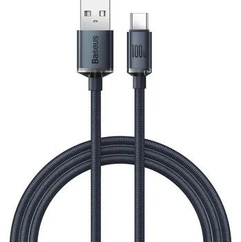Datový kabel Crystal Shine (CAJY000401) - USB na Type-C, 100W, 1.2m, super rychlé nabíjení, nylonové opletení - černý