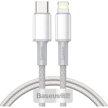 Baseus - datový kabel (CATLGD-A02) - Type-C na Lightning, 20W, rychlonabíjecí, opletený, 2m - bílý
