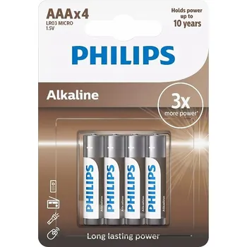 Článková baterie Alkalická baterie Philips AAA (R3) 4 ks