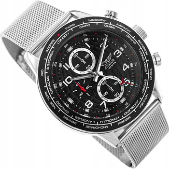 Hodinky PÁNSKÉ HODINKY AVIATOR AVW79886G407 F-SERIES MESH NÁRAMEK S CHRONOGRAFEM