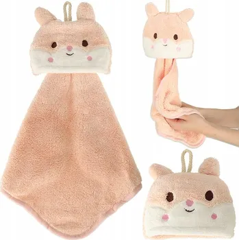 Malý ručník na ruce pro děti do školky 42x25cm, růžový králík