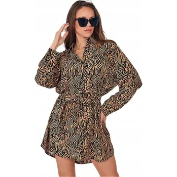 Dámské šaty ŠATY černo-hnědé minišaty 2703 XL/XXL - 43