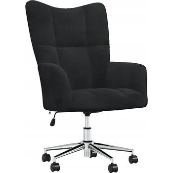 Otočné křeslo černé z aksamitu, nastavitelná výška 61,5 x 69 x (94,5-102 cm)