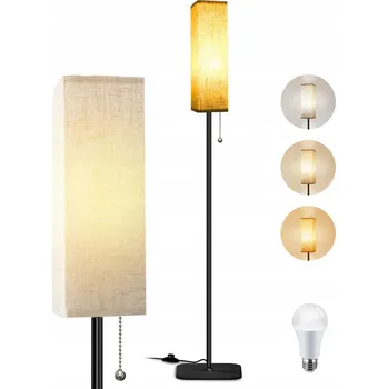 Stojací lampa LED stojací lampa E27 9W 3000K černý sloup + černé stínidlo