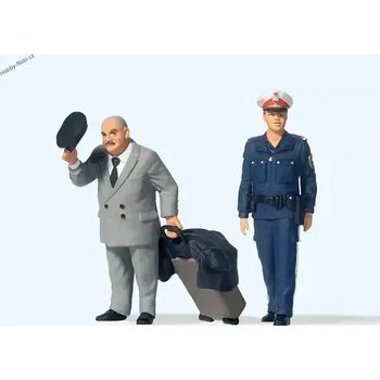 Modelová železnice Postavičky Cestující a policistka G - Preiser 44915 (Zahradní železnice)