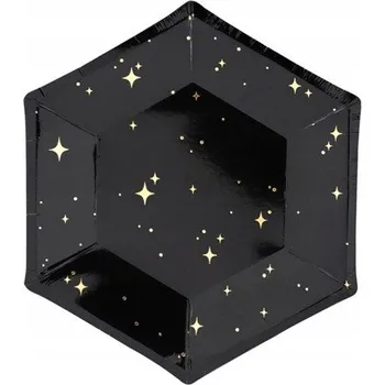 Talíř Talířky Let's Celebrate, černé, 20 cm, 6 kusů