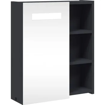 Koupelnový nábytek Koupelnová skříňka se zrcadlem a LED osvětlením, šedá, 45 x 13 x 52 cm