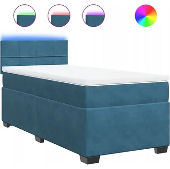 Postel Kontinentální postel 200x80x100,5 cm, modrá s LED osvětlením