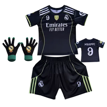 Numberoplus Premium dětský fotbalový dres + fotbalová pletené rukavice FC Real Madrid - Kylian Mbappe.9(Emirates Fly Better) Velikost: 8-let.(vel.122)