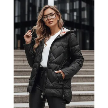 Dámská bunda Černá bunda s prošívanými srdíčky OLMO TY4242 Velikost: 2XL