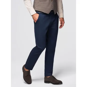 Pánské kalhoty Pánské chino kalhoty s ozdobným pasem - tmavě modré V2 OM-PACP-0118 - XXL