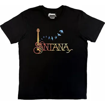 Pánská móda Santana tričko, Guitar & Birds Black, pánské XL