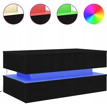 Konferenční stolek Konferenční stolek s LED osvětlením, černý dub, 90 x 50 x 40 cm