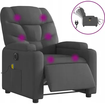 Křeslo Elektrické masážní křeslo tmavě šedé 74 x 89 x 100 cm, nastavení sklonu do 135°