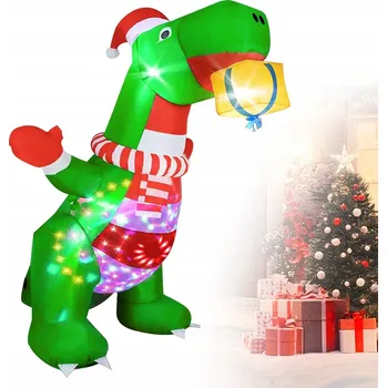 Vánoční dekorace Nafukovací vánoční dekorace dinosaurus s LED, 2,4 m