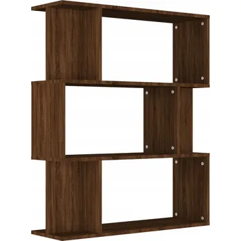 Knihovna Hnědý regál dub 80 x 24 x 96 cm se 3 velkými a 6 menšími přihrádkami