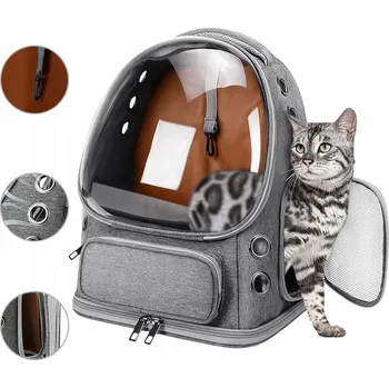 Obraz PRŮHLEDNÝ PLETENÝ OBAL PRO KOČKY PŘEPRAVKA PRO PSA KOČKU S VENTILACÍ, ŠEDÝ