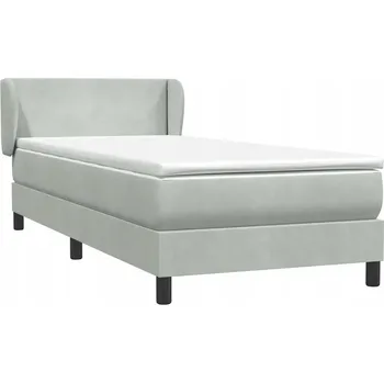 Postel Kontinentální postel světle šedá 213 x 93 x 78/88 cm s matrací a topperem