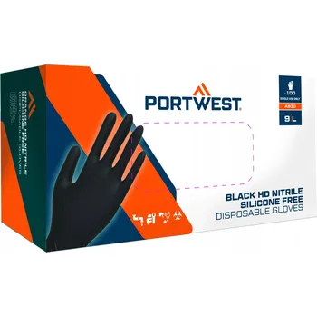 Vyšetřovací rukavice PORTWEST Jednorázové rukavice 100 ks Velikost: XL, Barva: černá