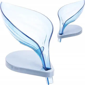 Volně stojící miska na mýdlo Verk Group Mýdlenka Mýdlenka motivem lístků, průhledná, modrý plast