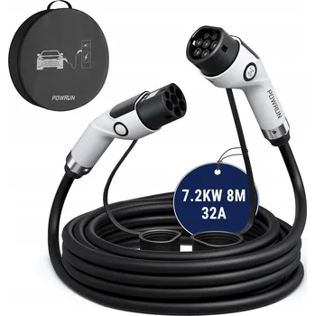 Nabíjecí kabel pro elektromobil NABÍJEČKA PRO ELEKTRICKÉ VOZY POWRUN 7,2KW 8M 32A KABEL TYP 2 IP55