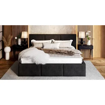 Postel Čalouněná postel AMBER 140x200 Černá Trinity s úložným prostorem dřevěný rošt