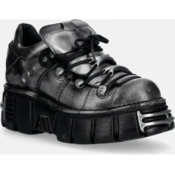 Dámské polobotky Kožené polobotky New Rock PULIK ACERO, TOWER NEGRO ACERO + lateral + M.120N.C76 šedá 90X, EUR 40