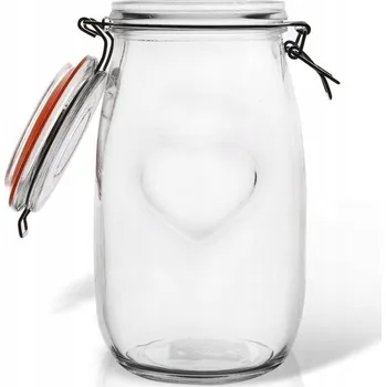 Dóza na potraviny SKLENICE S PATENTNÍM UZÁVĚREM A KLIPEM, SKLENĚNÁ NÁDOBA NA KOŘENÍ, ZAVAŘOVACÍ SKLENICE 1.5L