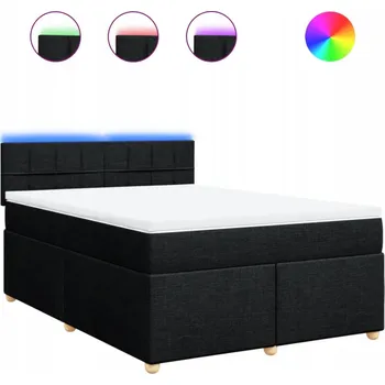 Postel Kontinentální postel s LED, 200 x 160 x 100,5 cm, černá, matrace 160 x 200