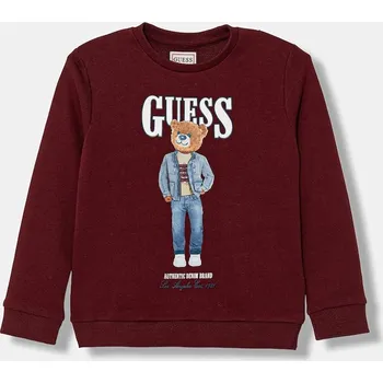 Chlapecká mikina Dětská bavlněná mikina Guess N6RQ03.KAD74.PPY2 burgundské 83X, vel. 122-125