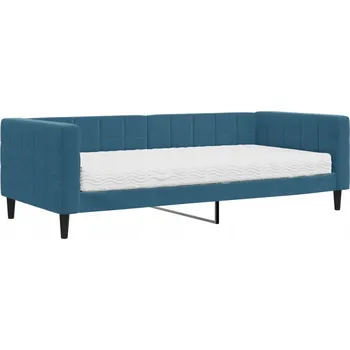 Pohovka Rozkládací pohovka s funkcí spaní 223x100x68 cm, modrá, samet, matrace 90x200 cm