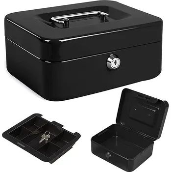 Trezor Verk Příruční bezpečnostní pokladna s klíčem 20 × 16 × 9 - černá