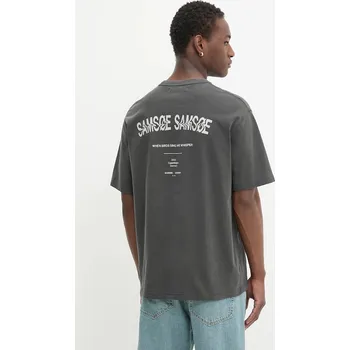 Pánské tričko Bavlněné tričko Samsoe Samsoe SASWIRL U25200007 šedá 90Y, vel. L