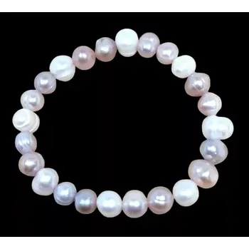 Náramek Náramek říční perly trikolora téměř kulaté