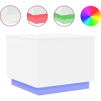 Konferenční stolek Konferenční stolek s RGB LED osvětlením, bílý, 50 x 50 x 40 cm