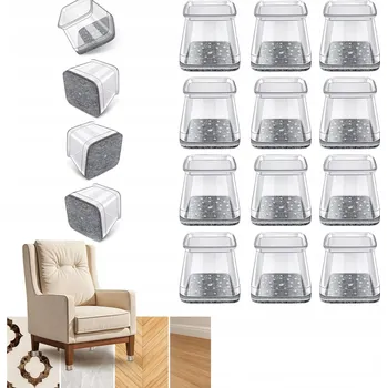 Podložka pod nábytek Silikonové návleky s PLST 27-39mm na nohy židle ochranné čtvercové sada