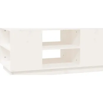 Konferenční stolek Bílý konferenční stolek z masivního borovicového dřeva 90 x 49 x 40,5 cm