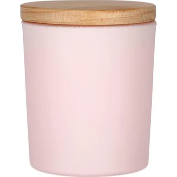 Sklenice Nádoba sklenice na svíčky 365 ml s víkem ze dřeva