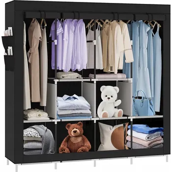 Šatní skříň SKŘÍŇ VELKÁ DOČASNÁ MOBILNÍ REGÁL ČERNÁ