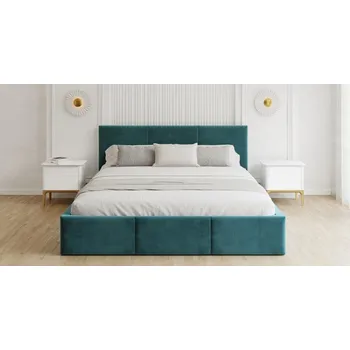 Postel Čalouněná postel AMBER 140x200 Tyrkysová Trinity dřevěný rošt