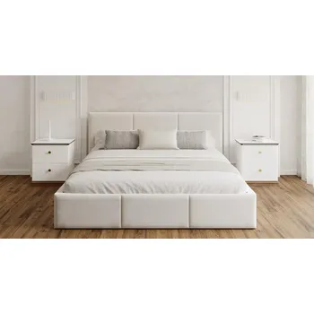 Postel Čalouněná postel FRESIA 160x200 s kovovým zdvižným roštem BÍLÁ TRINITY