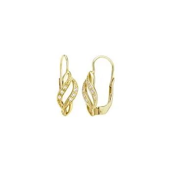 Náušnice Náušnice zlaté Vlnky se zirkony - 12