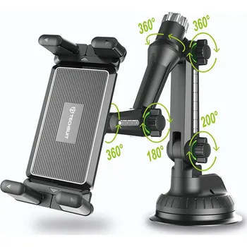 Techsuit - držák do auta TabbyX (ST1) - na tablet/telefon, flexibilní, nastavitelný o 360°, univerzální - černý