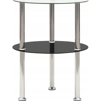 Konferenční stolek Dvoupatrový odkládací stolek kulatý 38 x 50 cm průhledný a černý