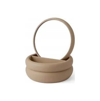 Šperkovnice ŠPERKOVNICE NA BIŽUTERII MDF SE ZRCÁTKEM 17,5 X 17,5 X 9 CM BARVA TAUPE (ŠEDOHNĚDÁ)