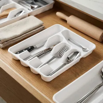 Příborník do zásuvky Vložka do zásuvky na příbory Tadar 32,5 × 24,6 × 4 cm bílá