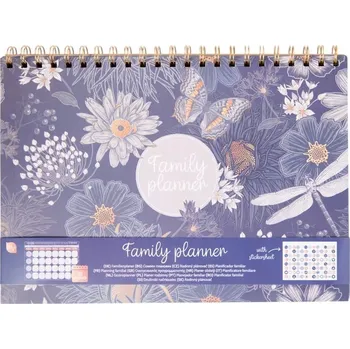 Kalendář PLÁNOVAČ 2025 TÝDENNÍ HORIZONTÁLNÍ KALENDÁŘ DENNÍ SPIRÁLOVÝ SAMOLEPKY FIALOVÝ