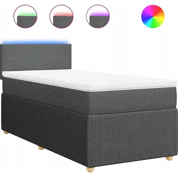 Postel Kontinentální postel s LED, tmavě šedá, 190 x 90 x 100,5 cm